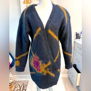 Vintage Linda Allard for Ellen Tracy Long Cardigan Sweater, size S oversized
